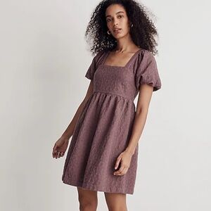 Madewell Floral Quilted Puff-sleeve Mini Flirty Dress Tie Back Pockets